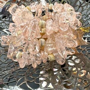 Handmade Crackle Rose Quartz Memory wire Bracelet